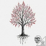 A watercolor sketch of the weirwood tree with… – tattoo sketch (№1751181266_0, 29.06.2025 07:14) — tattoovalue.net