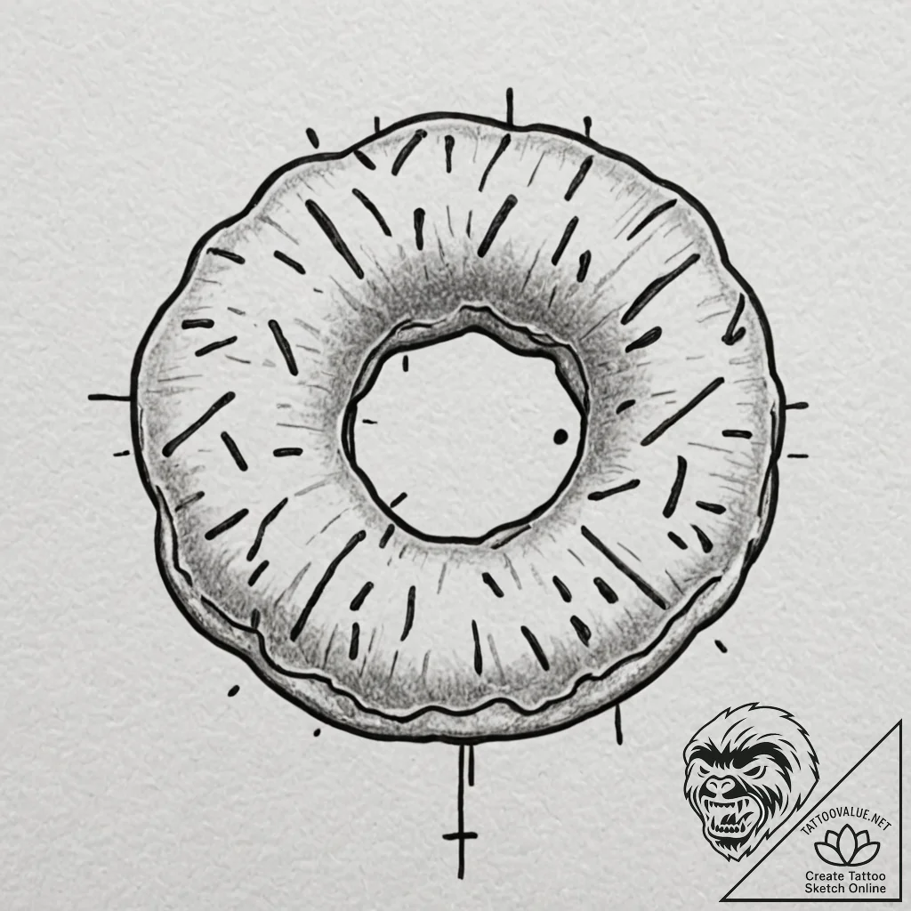 Donut, artistic tattoo sketch, moderately det... - tattoo sketch (№1751181565_0, 29.06.2025 07:19) — tattoovalue.net