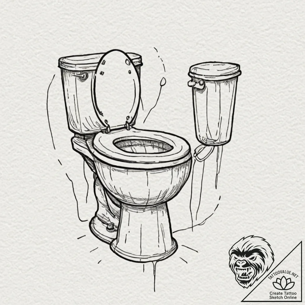 A watercolor tattoo of the worst toilet in sc... - tattoo sketch (№1751181672_0, 29.06.2025 07:21) — tattoovalue.net