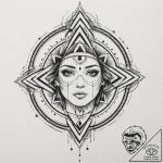 A trash polka face of neo, with green code dr… – tattoo sketch (№1751182074_0, 29.06.2025 07:27) — tattoovalue.net