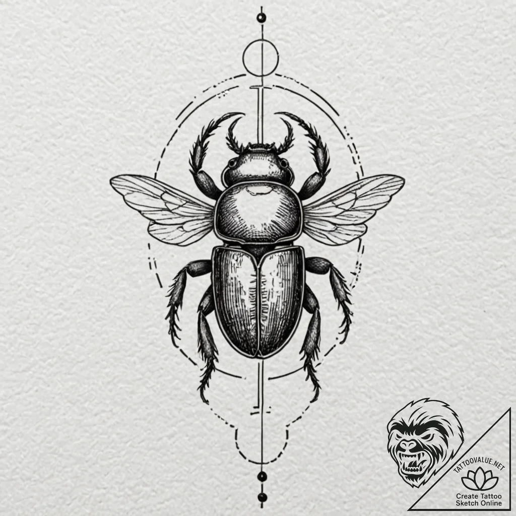 Scarab, tattoo drawing outline, aesthetically... - tattoo sketch (№1751182404_0, 29.06.2025 07:33) — tattoovalue.net