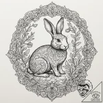 Linework tattoo design of the white rabbit, m… – tattoo sketch (№1751182812_0, 29.06.2025 07:40) — tattoovalue.net