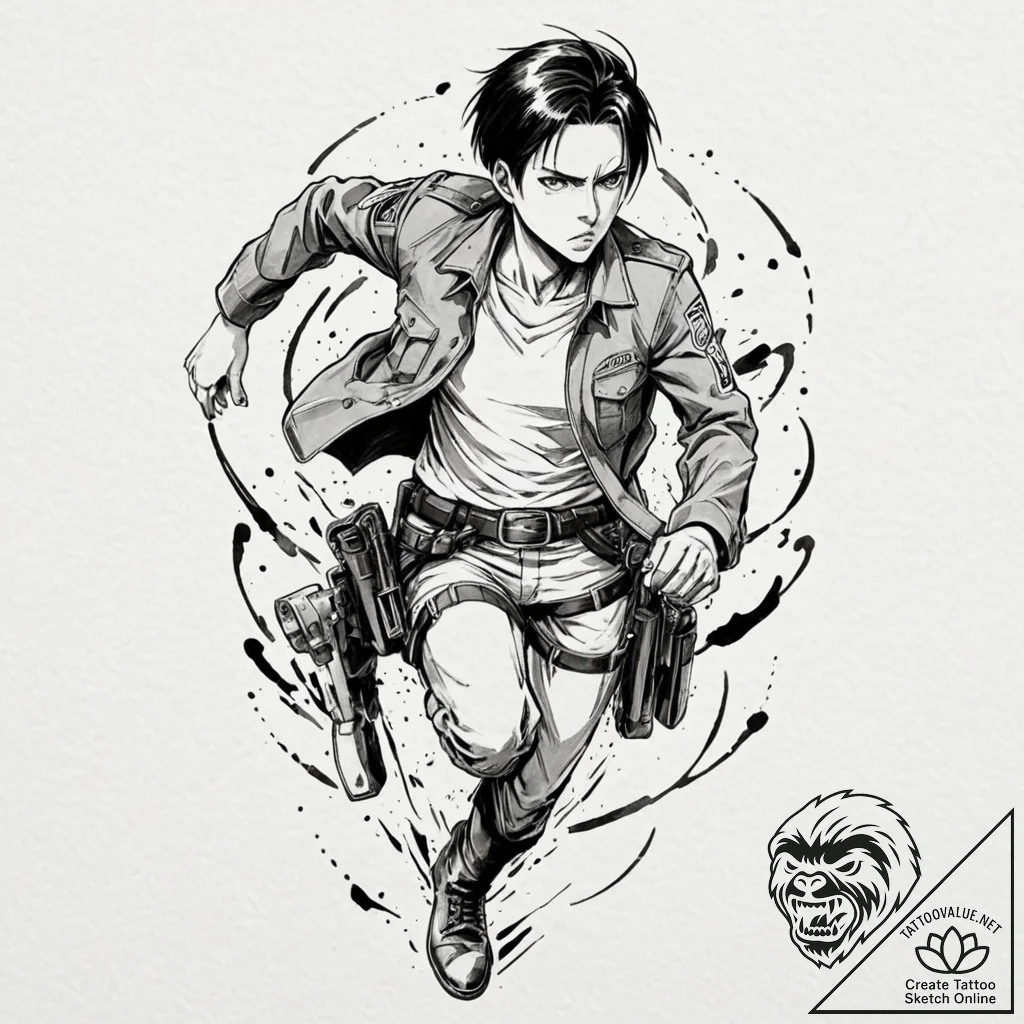 A sketch of captain levi from attack on titan... - tattoo sketch (№1751183135_0, 29.06.2025 07:45) — tattoovalue.net