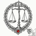A linework tattoo of the scales of justice, s… – tattoo sketch (№1751183670_0, 29.06.2025 07:54) — tattoovalue.net