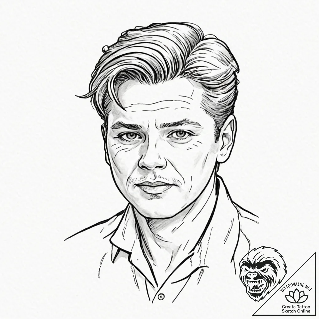 A watercolor sketch of the biff tannen charac... - tattoo sketch (№1751183892_0, 29.06.2025 07:58) — tattoovalue.net