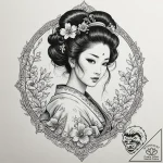 A sketch of the geisha hologram advertisement… – tattoo sketch (№1751184429_0, 29.06.2025 08:07) — tattoovalue.net