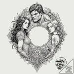A sketch of the hulk and black widow, a quiet… – tattoo sketch (№1751184834_0, 29.06.2025 08:13) — tattoovalue.net