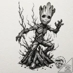 A sketch of groot sacrificing himself, “we ar… – tattoo sketch (№1751184958_0, 29.06.2025 08:15) — tattoovalue.net