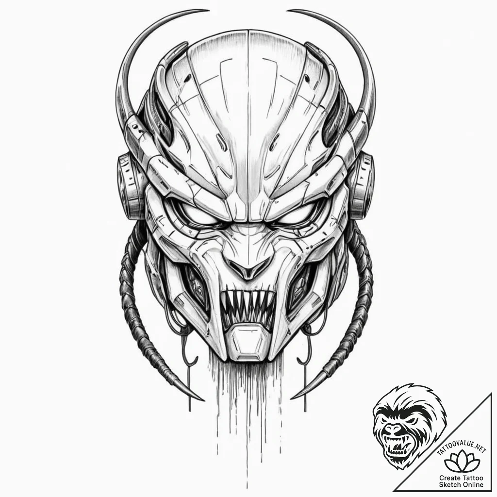 116. neo-traditional tattoo of the predator's... - tattoo sketch (№1751185528_0, 29.06.2025 08:25) — tattoovalue.net