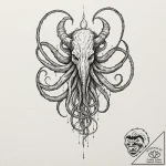 Nyarlathotep, tattoo sketch design, fine line… – tattoo sketch (№1751186092_0, 29.06.2025 08:34) — tattoovalue.net