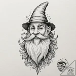 A neo-traditional tattoo of a gnome, with a l… – tattoo sketch (№1751187215_0, 29.06.2025 08:53) — tattoovalue.net