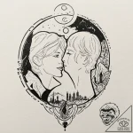A linework tattoo of the whisper scene at the… – tattoo sketch (№1751187326_0, 29.06.2025 08:55) — tattoovalue.net