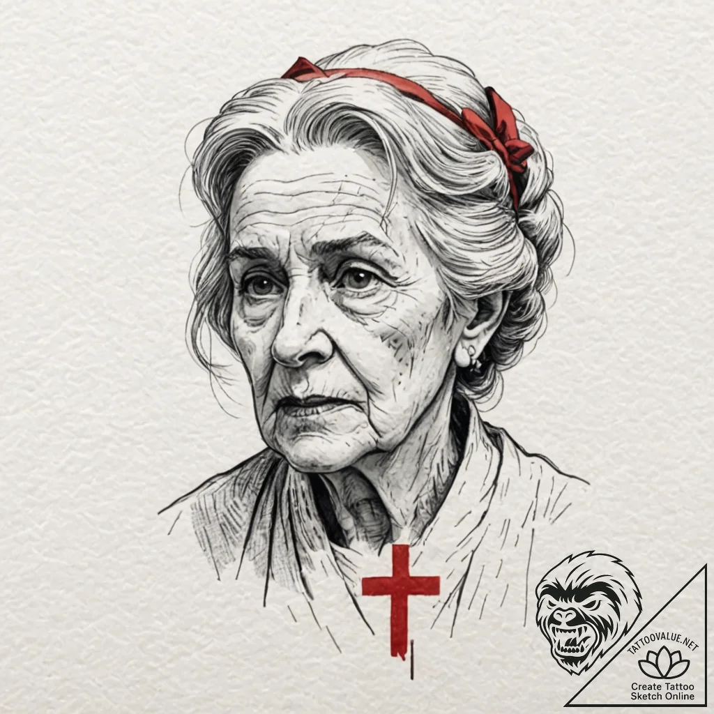 A watercolor sketch of the old woman ghost fr... - tattoo sketch (№1751187617_0, 29.06.2025 09:00) — tattoovalue.net