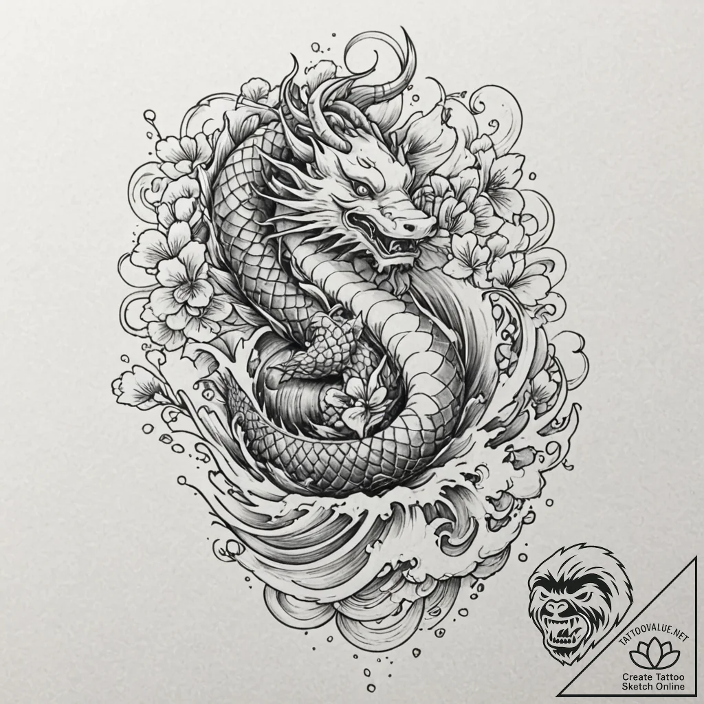 Fractal pattern, artistic tattoo sketch, roug... - tattoo sketch (№1751188487_0, 29.06.2025 09:14) — tattoovalue.net