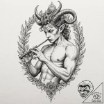 A neo-traditional tattoo of a satyr playing t… – tattoo sketch (№1751188909_0, 29.06.2025 09:21) — tattoovalue.net