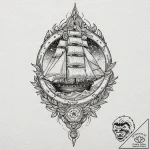 Vodyanoy (water spirit), tattoo line art, stu… – tattoo sketch (№1751189435_0, 29.06.2025 09:30) — tattoovalue.net