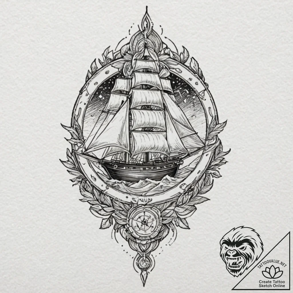 Vodyanoy (water spirit), tattoo line art, stu... - tattoo sketch (№1751189435_0, 29.06.2025 09:30) — tattoovalue.net