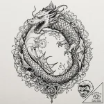 A linework tattoo of the main characters from… – tattoo sketch (№1751189761_0, 29.06.2025 09:36) — tattoovalue.net