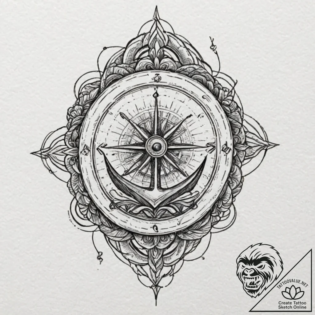 A spinning top, tattoo line art, old school t... - tattoo sketch (№1751189946_0, 29.06.2025 09:39) — tattoovalue.net
