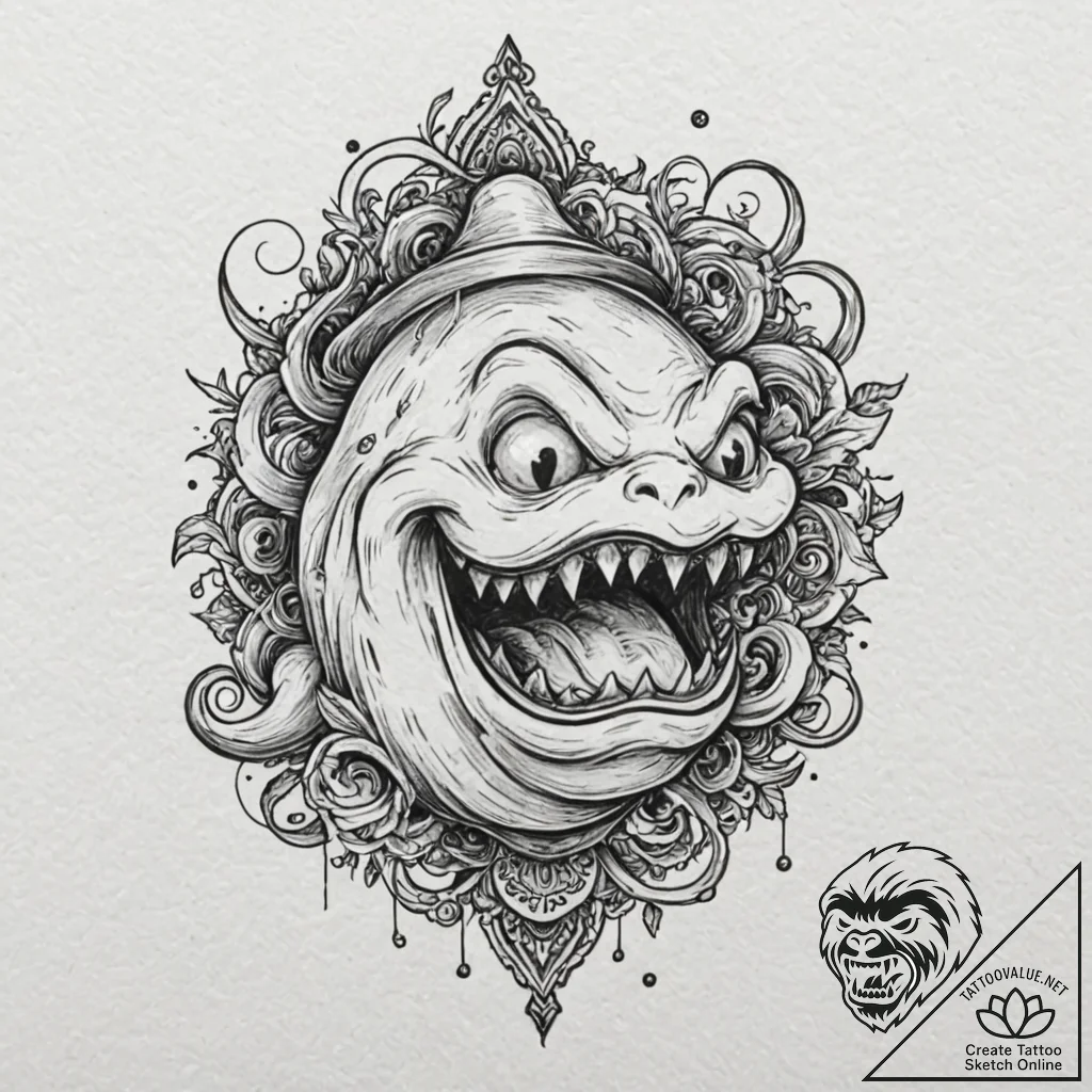 A sketch of slimer the ghost,, ink illustrati... - tattoo sketch (№1751190063_0, 29.06.2025 09:41) — tattoovalue.net