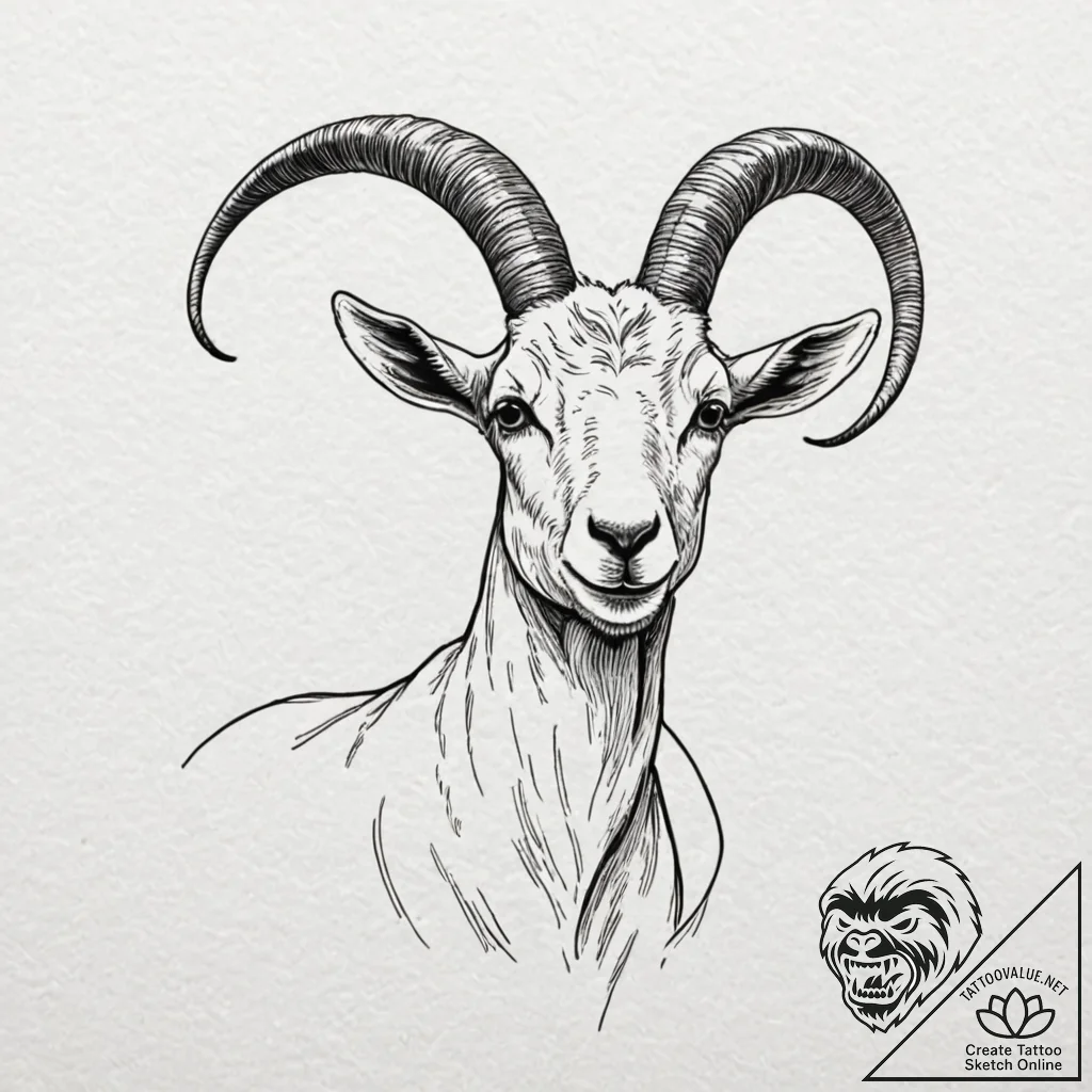 Goat, concept art for tattoo, clear image, sh... - tattoo sketch (№1751190297_0, 29.06.2025 09:44) — tattoovalue.net
