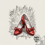 A neo-traditional tattoo of the ruby slippers… – tattoo sketch (№1751190591_0, 29.06.2025 09:49) — tattoovalue.net