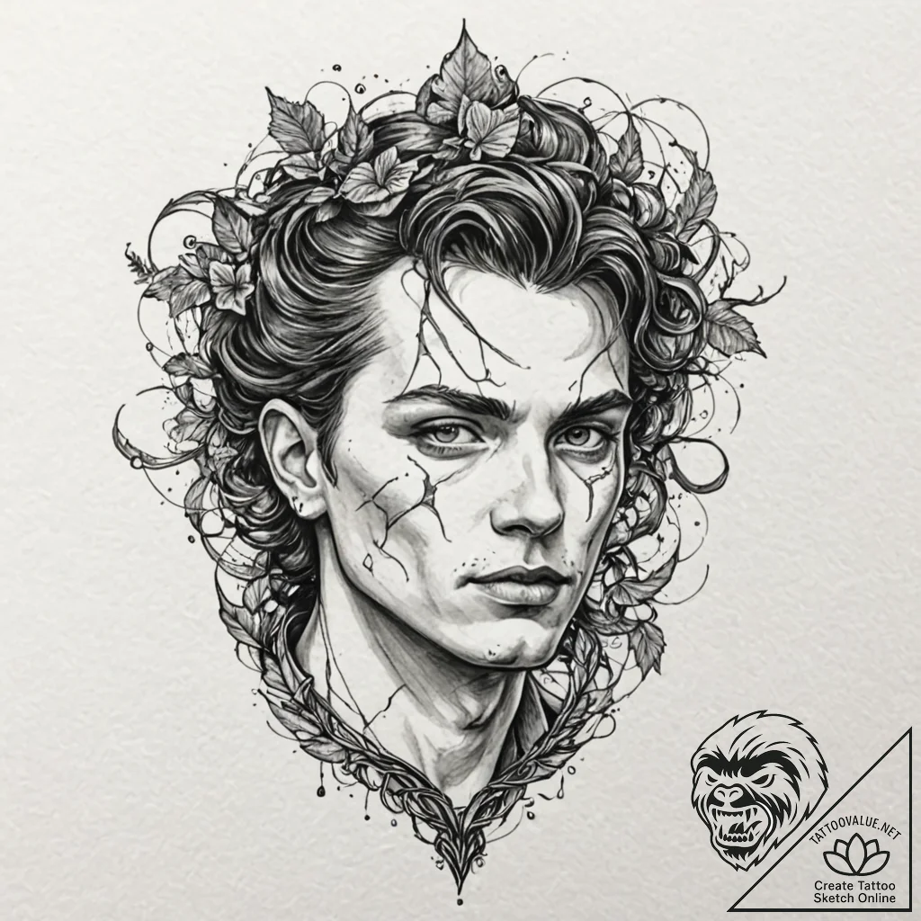 A trash polka portrait of vecna, with his gro... - tattoo sketch (№1751191021_0, 29.06.2025 09:57) — tattoovalue.net