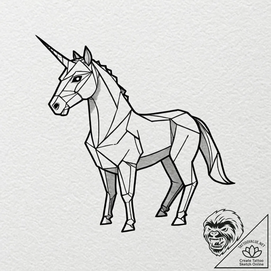 The origami unicorn from blade runner, tattoo... - tattoo sketch (№1751191131_0, 29.06.2025 09:58) — tattoovalue.net