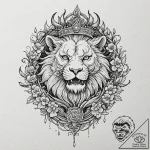 Lion with crown, concept art for tattoo, blac… – tattoo sketch (№1751191461_0, 29.06.2025 10:04) — tattoovalue.net
