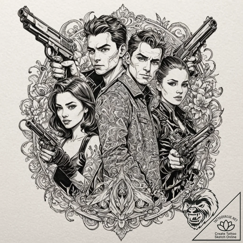 A graphic novel portrait of the main characte... - tattoo sketch (№1751191908_0, 29.06.2025 10:11) — tattoovalue.net