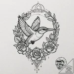 A kingfisher diving for a fish, tattoo flash… – tattoo sketch (№1751192092_0, 29.06.2025 10:14) — tattoovalue.net