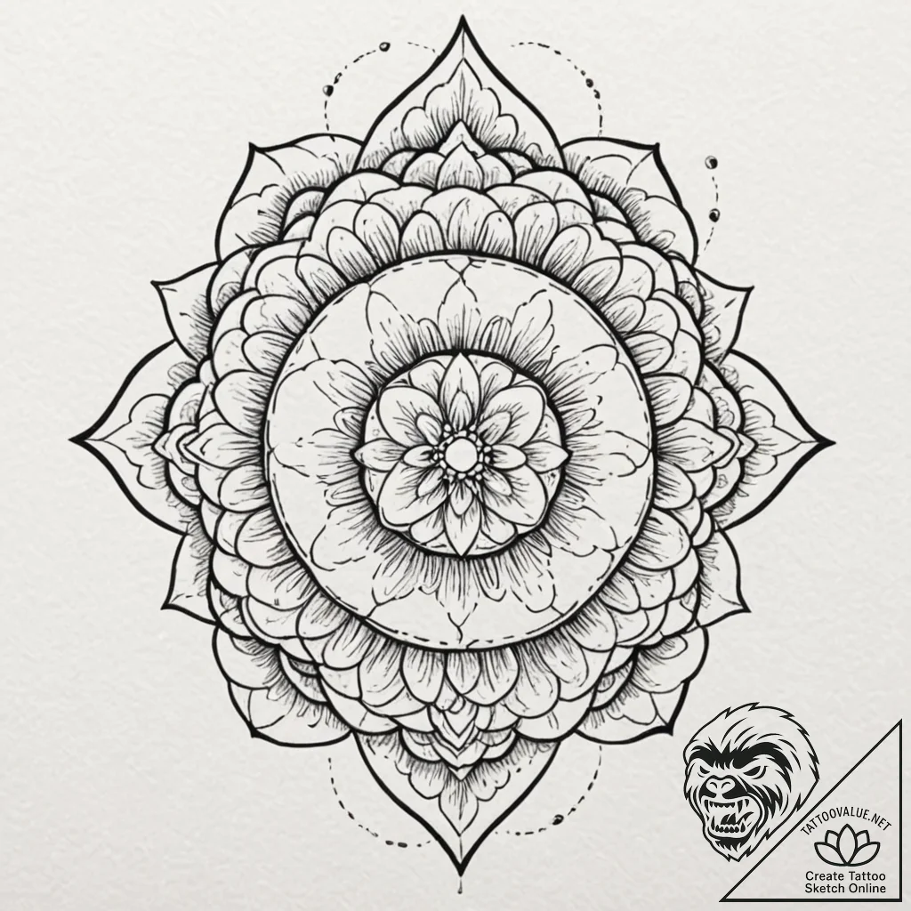 Sakura, artistic tattoo sketch, geometric tat... - tattoo sketch (№1751192309_0, 29.06.2025 10:18) — tattoovalue.net