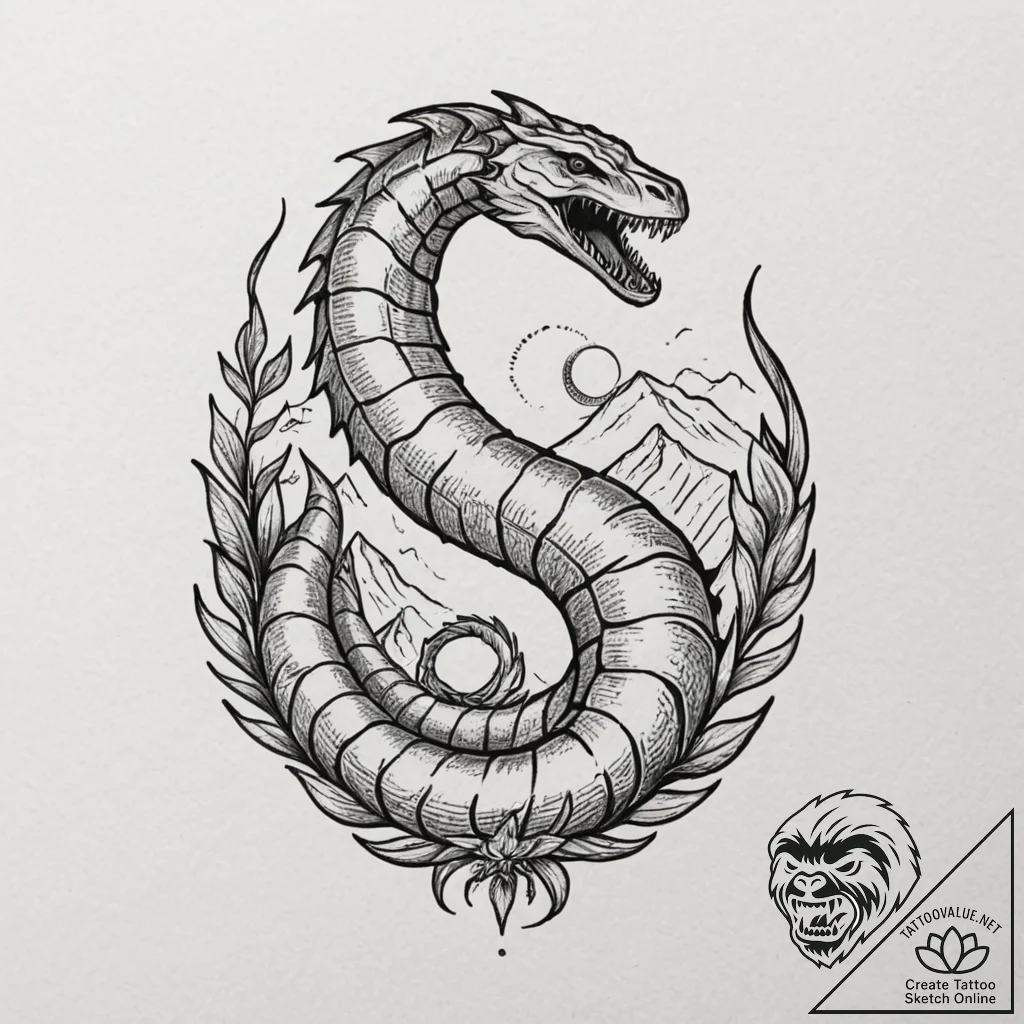 Neo-traditional tattoo design of a sandworm (... - tattoo sketch (№1751192414_0, 29.06.2025 10:20) — tattoovalue.net