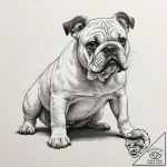 Bulldog, tattoo line art, dynamic composition… – tattoo sketch (№1751192526_0, 29.06.2025 10:22) — tattoovalue.net