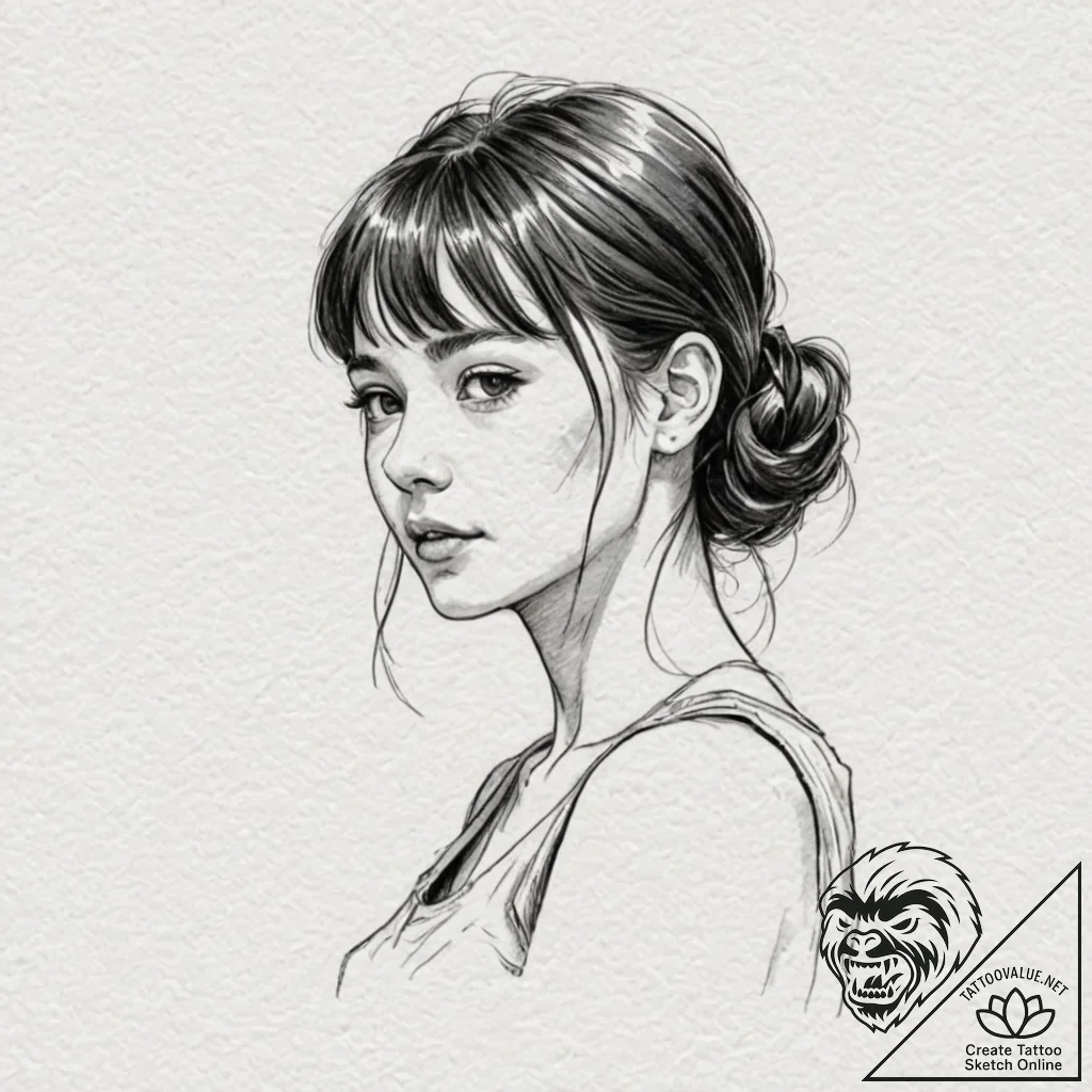 A linework tattoo of the "perfect girl" from... - tattoo sketch (№1751192649_0, 29.06.2025 10:24) — tattoovalue.net