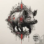 Boar, artistic tattoo sketch, trash polka tat… – tattoo sketch (№1751192762_0, 29.06.2025 10:26) — tattoovalue.net