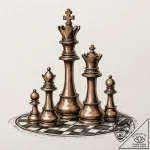 A watercolor sketch of the intricate chess pi… – tattoo sketch (№1751193067_0, 29.06.2025 10:31) — tattoovalue.net