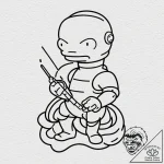 A graphic novel panel of bender from futurama… – tattoo sketch (№1751194140_0, 29.06.2025 10:49) — tattoovalue.net
