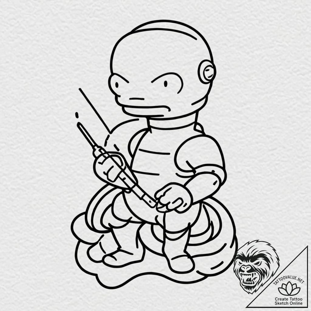 A graphic novel panel of bender from futurama... - tattoo sketch (№1751194140_0, 29.06.2025 10:49) — tattoovalue.net
