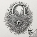 A padlock, concept art for tattoo, on texture… – tattoo sketch (№1751194245_0, 29.06.2025 10:50) — tattoovalue.net
