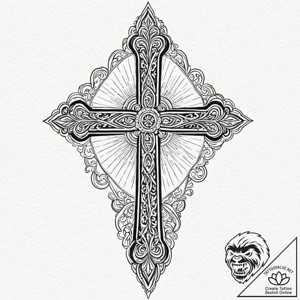Orthodox cross, concept art for tattoo, clean... - tattoo sketch (№1751194585_0, 29.06.2025 10:56) — tattoovalue.net