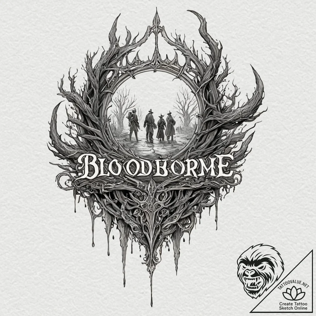 The saw cleaver from bloodborne, artistic tat... - tattoo sketch (№1751194911_0, 29.06.2025 11:01) — tattoovalue.net
