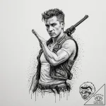 A linework tattoo of the war boys’ “v8” salut… – tattoo sketch (№1751195199_0, 29.06.2025 11:06) — tattoovalue.net