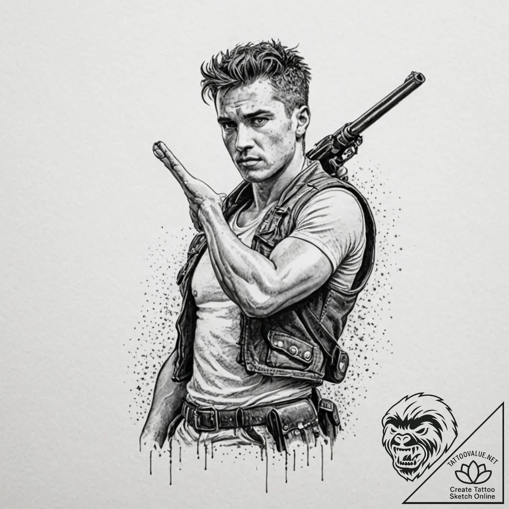 A linework tattoo of the war boys' "v8" salut... - tattoo sketch (№1751195199_0, 29.06.2025 11:06) — tattoovalue.net