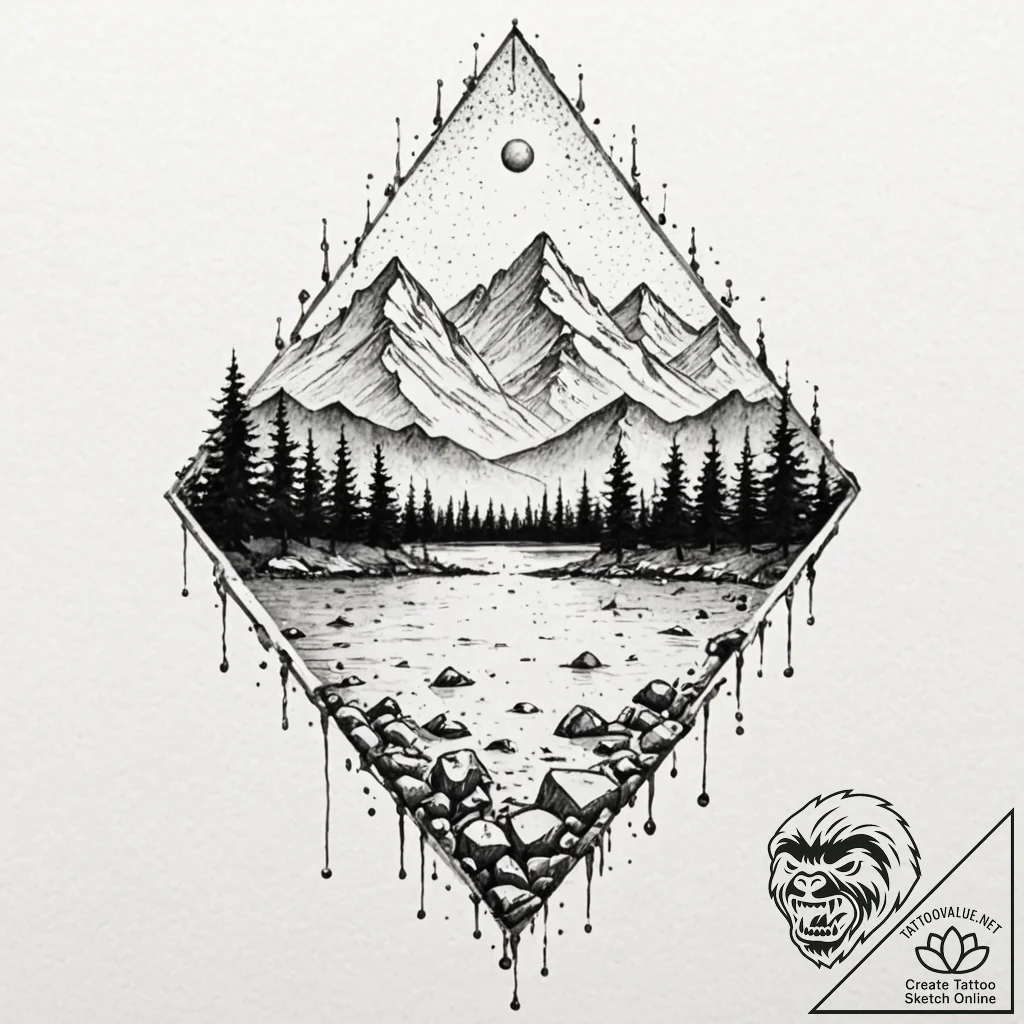 A watercolor sketch of the wall, immense and... - tattoo sketch (№1751195929_0, 29.06.2025 11:18) — tattoovalue.net