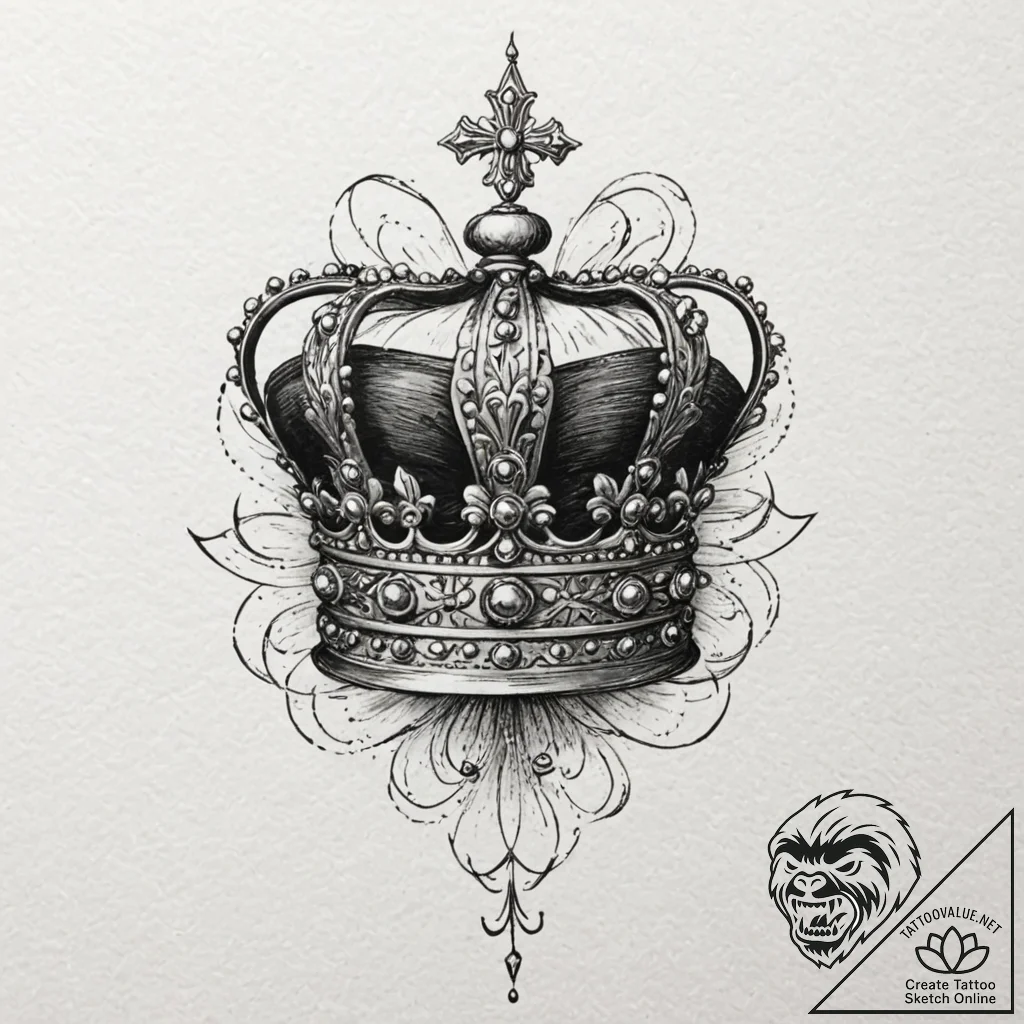 A linework tattoo of the imperial state crown... - tattoo sketch (№1751196042_0, 29.06.2025 11:20) — tattoovalue.net