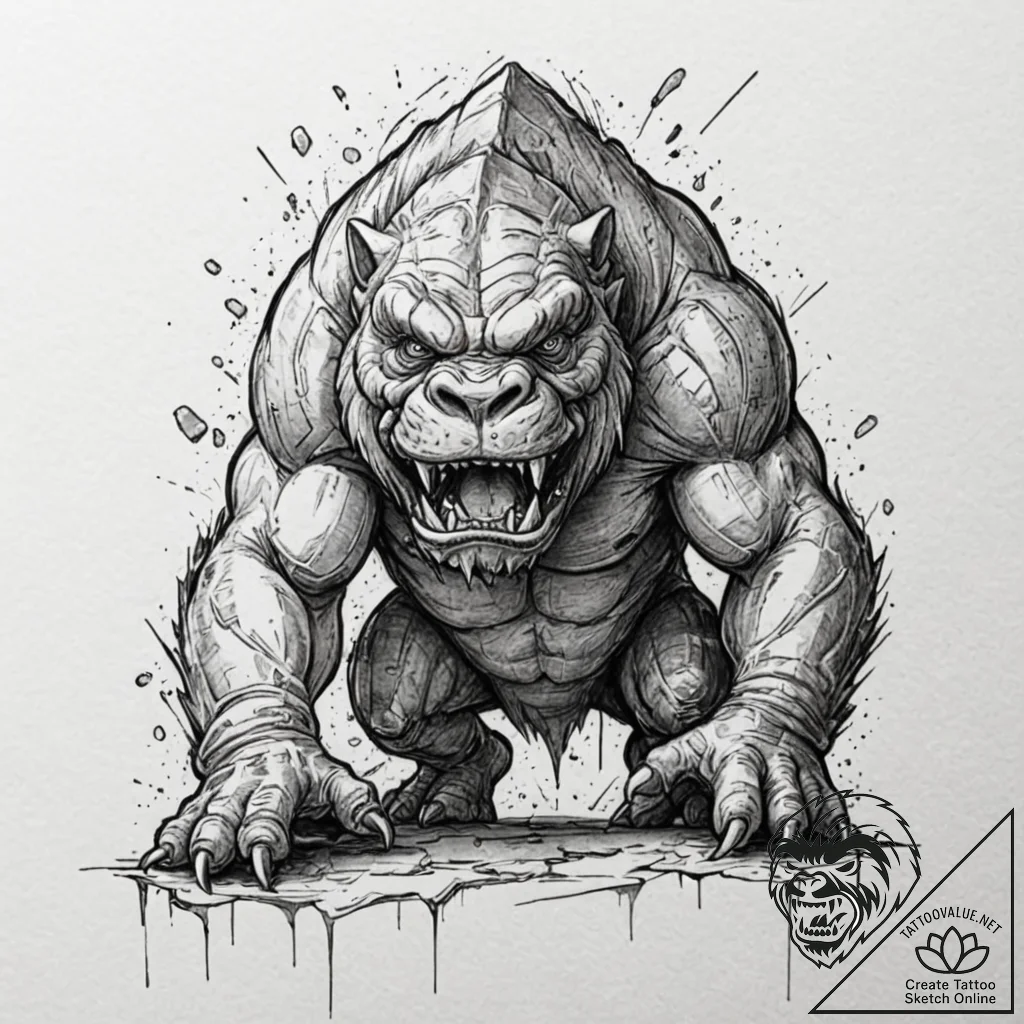 A sketch of a rancor, monstrous and powerful.... - tattoo sketch (№1751196162_0, 29.06.2025 11:22) — tattoovalue.net