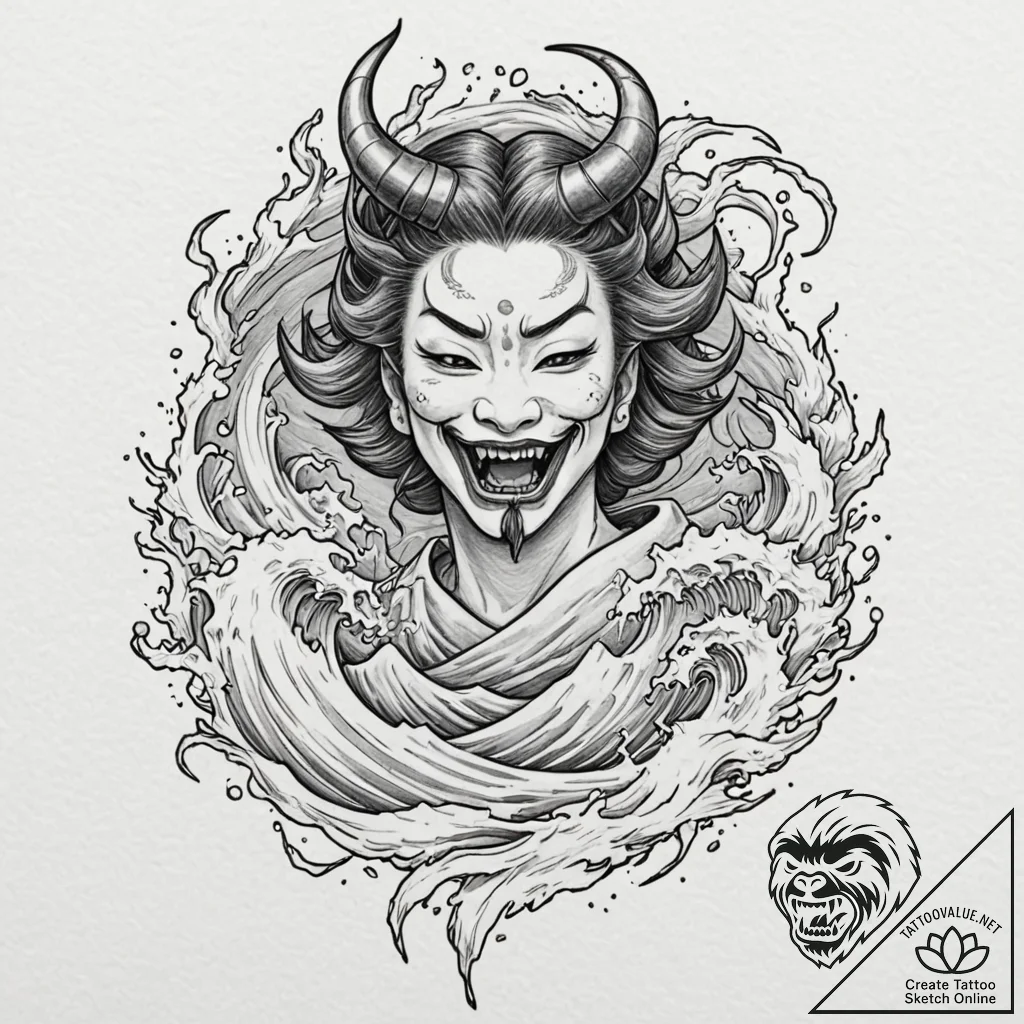 A sketch of a banshee, her scream visualized... - tattoo sketch (№1751196271_0, 29.06.2025 11:24) — tattoovalue.net
