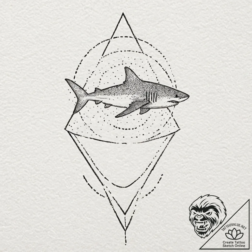 Shark, tattoo drawing outline, dotwork tattoo... - tattoo sketch (№1751196498_0, 29.06.2025 11:28) — tattoovalue.net