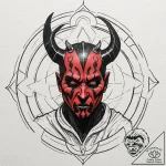 22. graphic novel style portrait of a menacin… – tattoo sketch (№1751197319_0, 29.06.2025 11:41) — tattoovalue.net